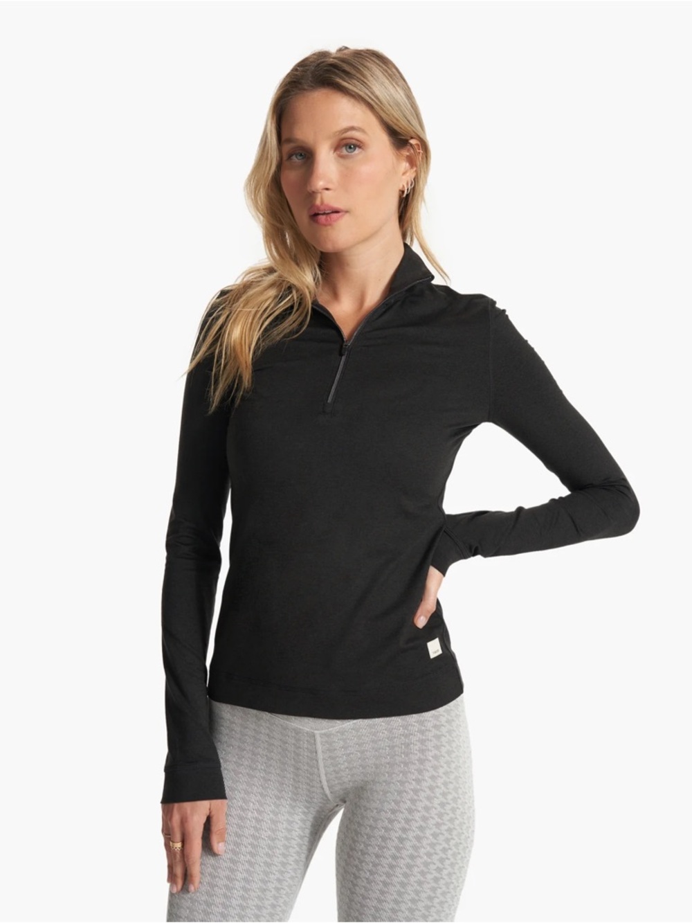 Vuori Black Long-Sleeve Quarter Zip Top
